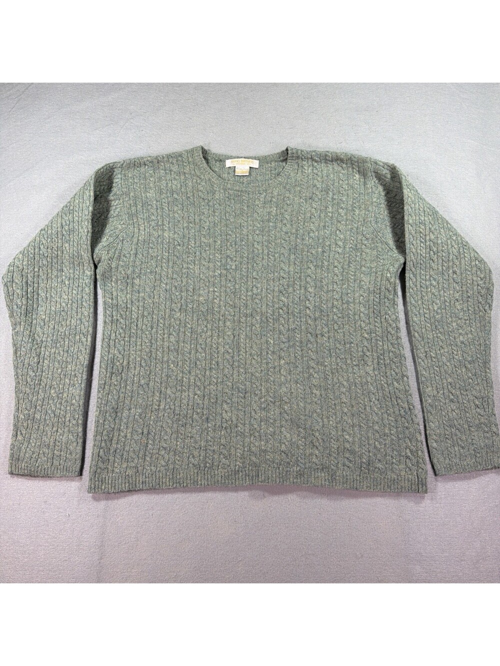 Brooks Brothers Lambswool Cable Knit Crewneck Sweater Sage Green  Womens M 0205